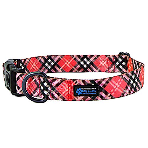Image of Max and Neo Plaid Pattern NEO Dog Collar - We Donate a Collar to a Dog Rescue for Every Collar Sold (Red, Large)