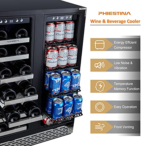 Phiestina Wine Cooler Beverage Refrigerator, 24” Beer Wine Fridge with
