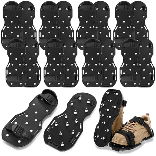 Bunnycool 10 Pair Epoxy Floor Spiked Shoes with 3/4 Inch Short Spike Concrete Spiked Universal Size 7-12 Epoxy Concrete Floor Shoes for Flooring Garage Cement Ground Garden Lawn, Black