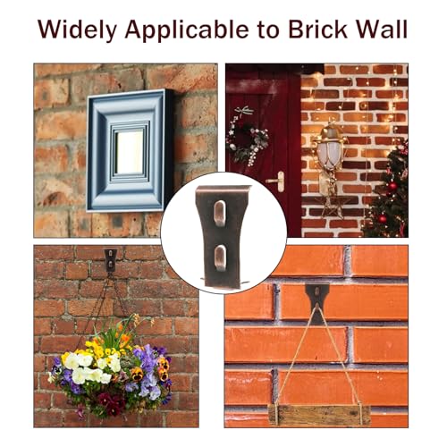 Image of Brick Hooks for Hanging No Drill Outdoor Brick Hanger Brick Wall Clips Picture Hangers Fit 2-1 /4 to 2-3 /8 inch Height Metal Brick Clamps for Outside Home Decor (8Pcs)