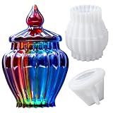 Silicone Box Mold with Lid Resin Epoxy Casting Molds Vintage Striped Wave Candle Jar Cement Mould for Resin Craft Making DIY Art Jewelry Trinket Organizer Candy Container Concrete Moulds Home Decor