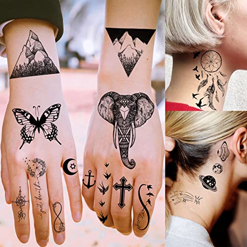 61 Sheets Fanrui Moon Peony Flowers Temporary Tattoos For Women Girls Arm Sleeve Thigh, Waterproof Realistic Rose Floral Tattoo Sticker Adults, Bulk Temp Long Lasting Fake Tattoos That Look Real Snake #TOP6