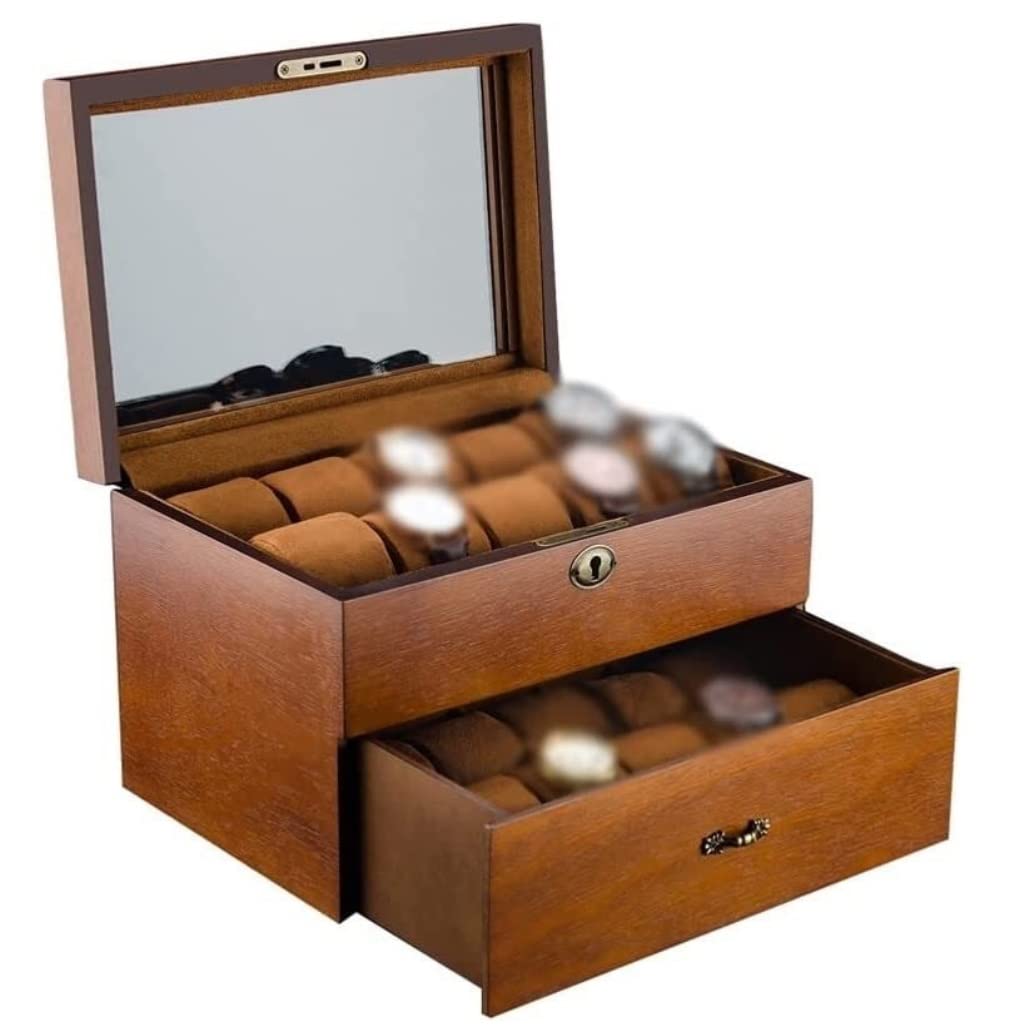 ANVLOJRIH KYUSAR Watch Box Watch Organizer 20 Slot Watch Boxes Watch Jewellery Display Storage Box Case Double Layer Watch Boxes Wooden For Men Women Watch Case Watch Holder (Blue : A)