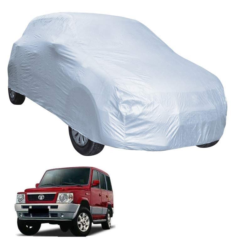 Image of Auto Hub Car Cover Compatible with Tata Sumo with Weather Proof, Triple Stitched, Sumo Car Cover- Plain Silver