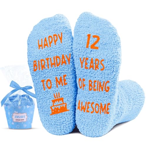 Zmart 12 Birthday Gifts for Boys - Socks for Kids Age 12, Presents for Twelve Year Olds, Gifts for Preteen Boys Girls