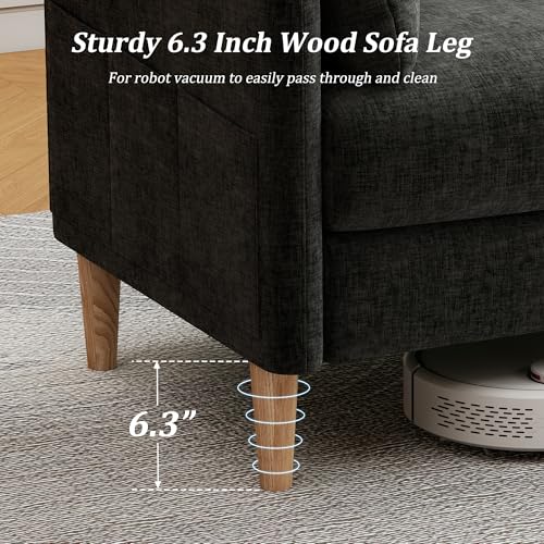 Image of Hanherry Loveseat Sofa, 62.6 inch Small Couch for Living Room, Comfy Chenille Fabric Love Seat for Bedroom with Throw Pillow,Removable Cushion Cover,Couches for Small Space,Apartment,Dorm