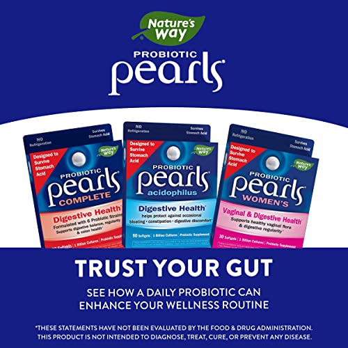 Nature’s Way Probiotic Pearls Complete, Digestive Health* Immune Health*, Colon Health*, 1 Billion Live Cultures, No Refrigeration Required, 90 Softgels #TOP5