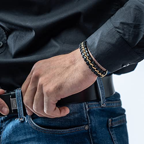 Image of SERASAR Premium Leather Bracelet Men | Stainless Steel Magnetic Clasp | Three Colors | Jewelry Box Included