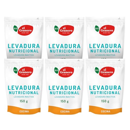 El Granero Integral - Pack de 6 Unidades de Levadura Nutricional Ecológica de 150 g - Alto Contenido en Proteínas de Fácil Asimilación y Fibra - Apto para el Consumo Vegano