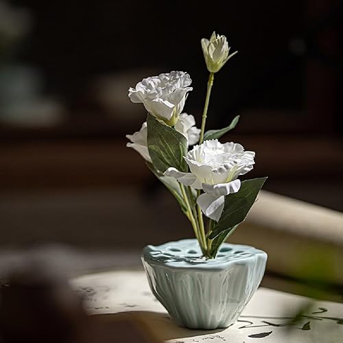 Miniatura 4 de Shadow Cyan Lotus Lotus Shaped Ceramic Flower Pot vase Lotus pod Zen Flower Arrangement Art Suitable for hydroponics of Dried Flowers and Home