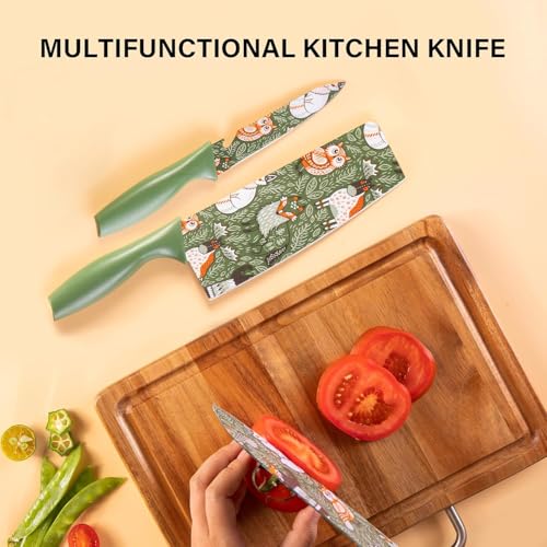 Image of Knife Set for Kitchen Professional 3 Pieces High Carbon Stainless Steel Colour Printed Coated Chef Knife I Utility Knife I Kitchen Knives with Ergonomic (Green)