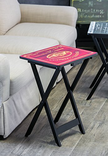 Cape Craftsmen Wine Label Classic Tv Dinner Tray | Set Of 4 | Foldable With Stand | Easy Storage Decorative Serving Tables For Home Activities #TOP5