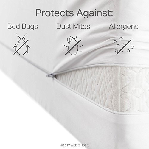 Funda de colchón impermeable matrimonial WEEKENDER con cremallera para protector de cama blanco 5
