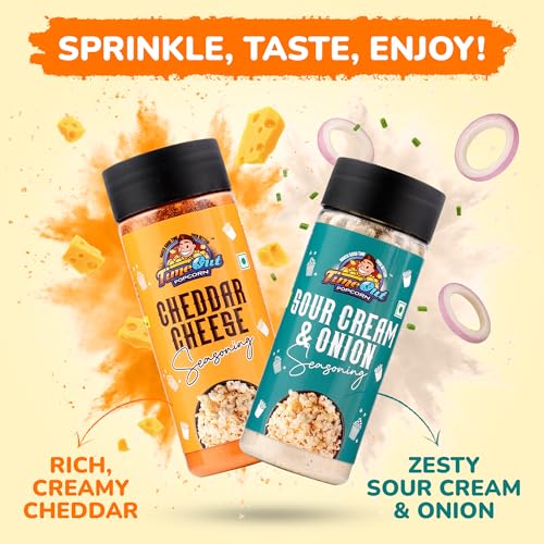 Image of Time Out Popcorn Cheddar Cheese & Sour Cream n Onion Powder, Seasoning Multi-Purpose, Popcorn and Snacks Flavoring,Pack of 2, 100g Each