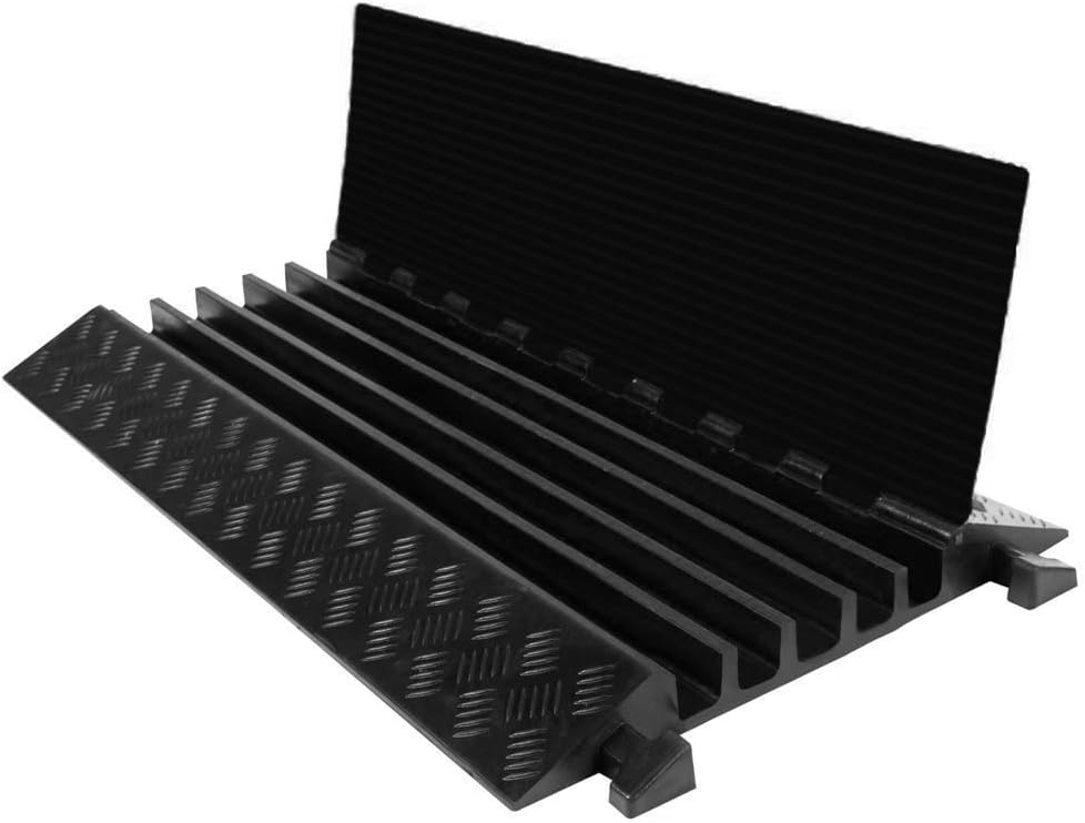 Electriduct Extreme Rubber 5 Channel Cable Protector 36" Wire Cover with 1-3/8" Channels - 45° Right Turn Black/Yellow