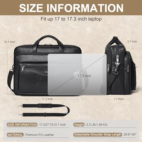 Image of Shrrie Vegan Leather Laptop Bag 17 to 17.3 Inch for Men and Women