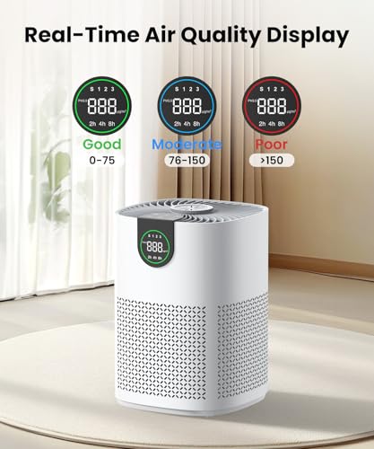 Image of VEWIOR 2 Pack Air Purifiers for Home, Air Purifiers for Bedroom Large Room up to 1200 sq.ft with H13 HEPA Washable Filter, Aromatherapy, PM2.5 Display, Sleep Mode, Auto Mode for Dust, Smoke, Pets Hair