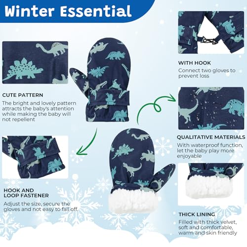 American Trends Toddler Mittens Warm Kids Lined Fleece Gloves Winter Ski Gloves Snow Waterproof Mittens for Baby Boys Girls4