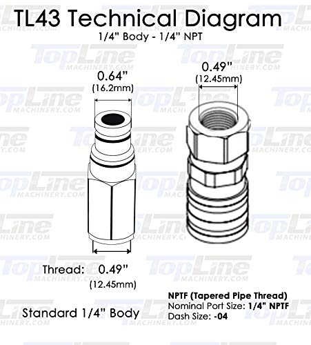 Image of 1 /4 inch NPT Thread 1 /4 inch body (TL43) Flat Face Hydraulic Quick Connect Coupler Plug
