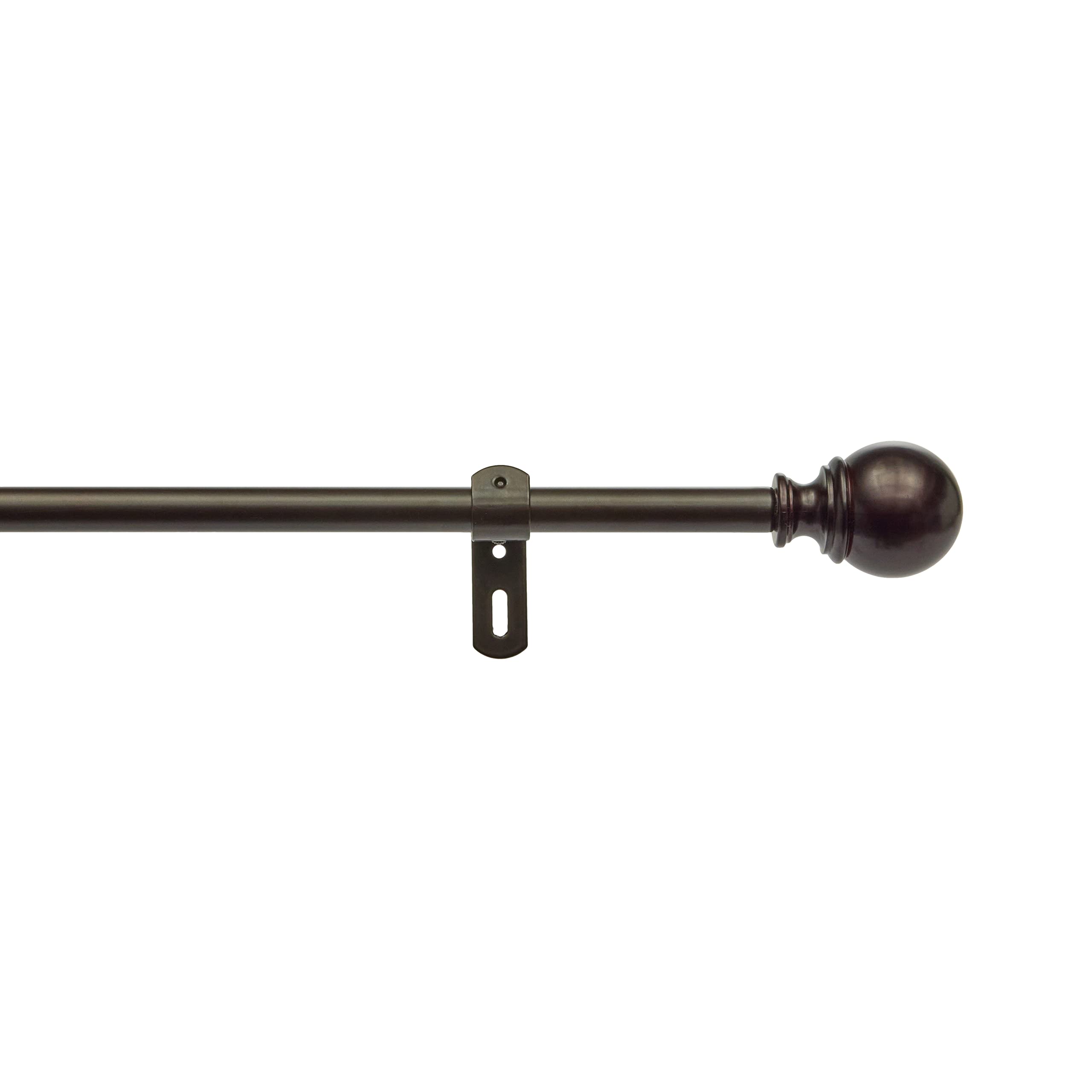 Amazon Basics Curtain Rod with Round Finials, Adjustable Length 28 - 48 Inches, 5/8-Inch Diameter, Dark Bronze (Espresso)