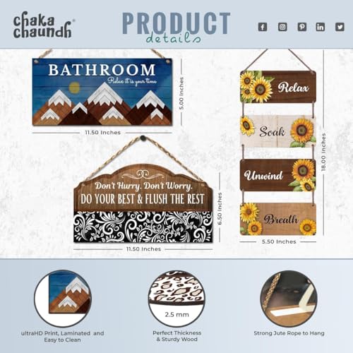 Image of Chaka Chaundh - Kitchen Plaque Quotes Wall Hanging Decor - Restaurant Quotes Sign Board Decor - Dining Quotes Sign Wall Plates Decor Items - Set of 3 (Donot-hurry-Set)