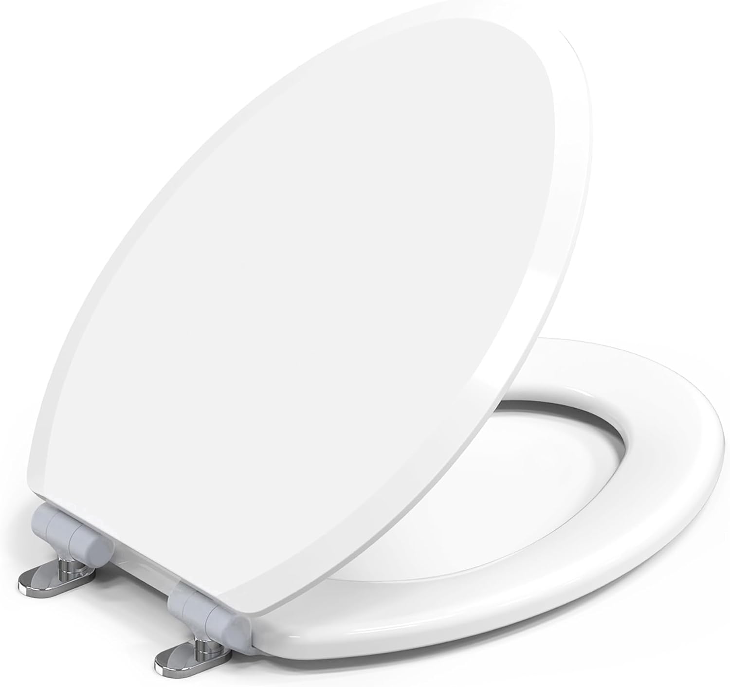 Pro Wood Toilet Seat Elongated, White, Magnetic Quick-Release Easy-Clean and Change, HushMotion Slow Close, StainShield High-Gloss Finish, Arch-Tite Never Loosens, Adjustable Fit, Secure Grip White Elongated