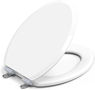 Pro Wood Toilet Seat Elongated, White, Magnetic Quick-Release Easy-Clean and Change, HushMotion Slow Close, StainShield High-Gloss Finish, Arch-Tite Never Loosens, Adjustable Fit, Secure Grip