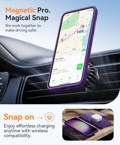 Image of CANSHN Designed for Samsung Galaxy S23 Case [Full Camera Protection] [Compatible with MagSafe] Translucent Matte Shockproof Protective Phone Cover 6.1 Inch - Deep Purple