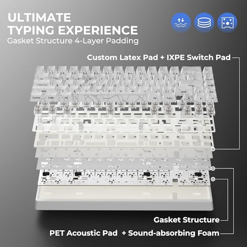 Image of x XVX M67 Wireless 60% Percent Keyboard, QMK /VIA Topographic Gaming Keyboard, Tri-Mode Thocky Creamy Mechanical Key board, Hot Swappable Gasket Mount RGB IMD Tech for Win /Mac, Spider Web Theme, White