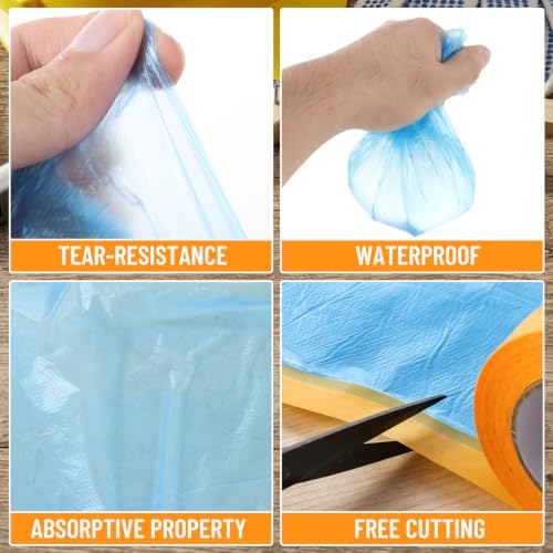 Image of 6 Rolls 71 inch x 66' Pre-Taped Masking Film, Painters Plastic Sheet, Plastic Drop Cloth for Painting, Tape and Drape for Automotive Covering and Appliance Protection