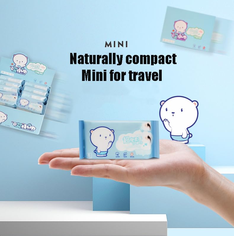 Miniatura 2 de Impossibly Compact Mini toallitas de limpieza de viaje, toallitas húmedas agradables a la piel, hipoalergénicas y sin perfume para adultos, niños y