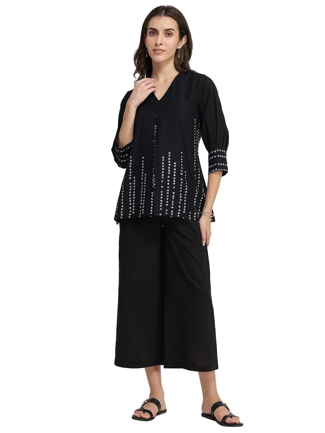 pink fort Cotton Bandhani Co-ord Set - Black-picture-19