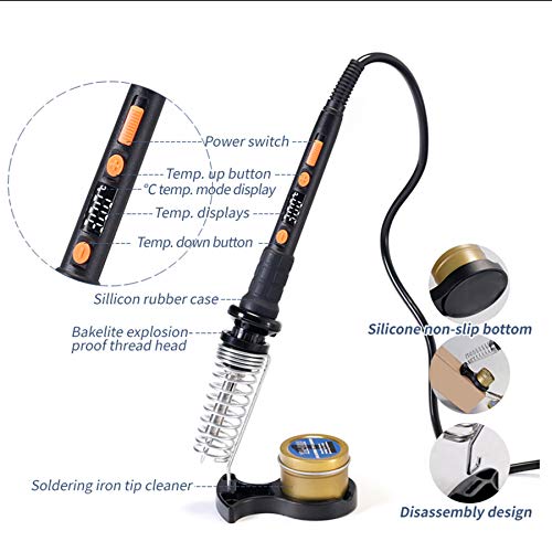 The Remarkable • Triple Led Illuminating • X-Tronic 1010-Pro-St - 65 W Soldering Iron - 5 Extra Solder Tips, 0-99 Min Sleep Func, Digital Calibration Func, C/F Conversion, Brass Sponge/Cleaning Flux #TOP5