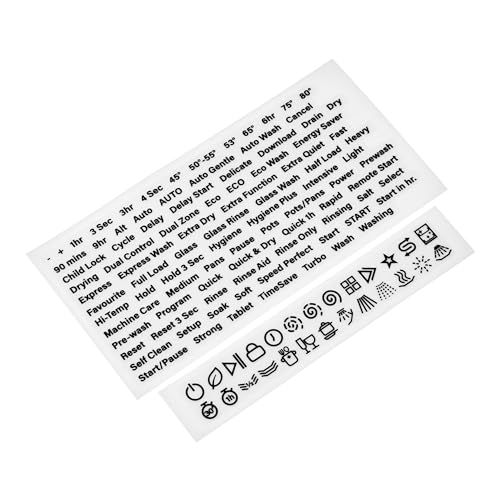 HALLMERS 120x Universal Dishwasher Text Symbols Function Switch Button Decal