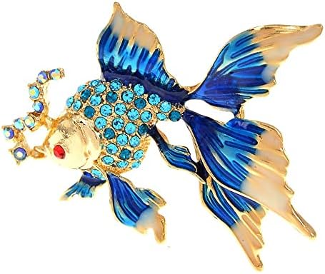 Diamond-Inlaid Goldfish Bubble Brooch Retro Cute Animal Corsage Women's Coat Accessories Pin (Color : B, Size : 4.5 * 4.8cm) (A 4.5 * 4.8cm)