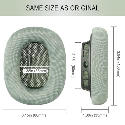 Image of GEVO Upgraded Ear Cushions Replacement Earpads for AirPods Max 1 & 2 Headphones, Mesh Fabric Ear Pads Ear Covers Cups with Memory Foam and Magnet for AirPods Max 1 & 2 (Green)