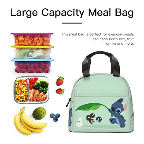 Hugkttj Green Cartoon Insulated Lunch Bag Reusable Cooler Lunch Box Organizer For Women Outdoor Party Picnic Travel #TOP4