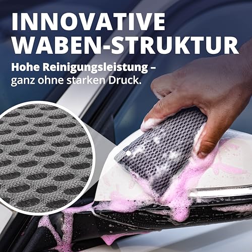 LICARGO Insektenschwamm Auto 3er Set – Mikrofaser-Waben für lackschonende Reinigung – Entfernt Insektenreste, Vogelkot & Baumharz von Glas… – Ansicht 4