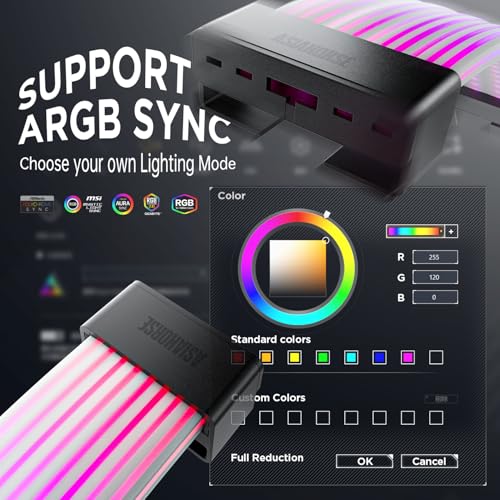 AsiaHorse ARGB PSU Kabelafdekkingset Aurora RGB - Stroomverlengingskabel Kit Voor PC