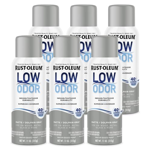 Image of Rust-Oleum Low Odor Premium Spray Paint, 11 oz, Matte Dolphin Gray, 6 Pack