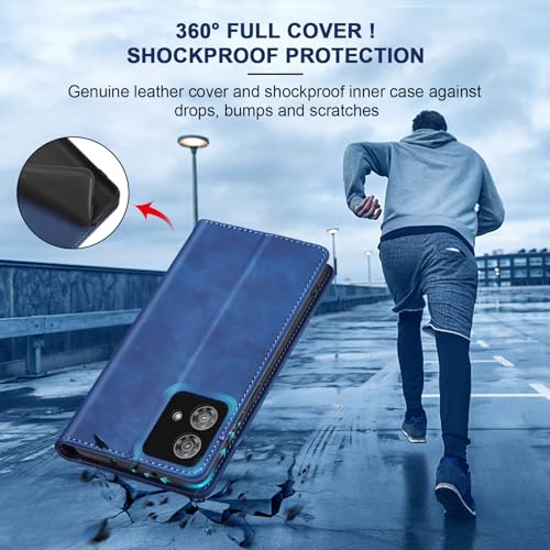 Image of Jasonyu Case for Motorola Edge 40 Neo, PU Leather Case, Book Style Flip Case with Cards and Wallet, Folding Stand, Magnetic Closure, Layer (Blue)