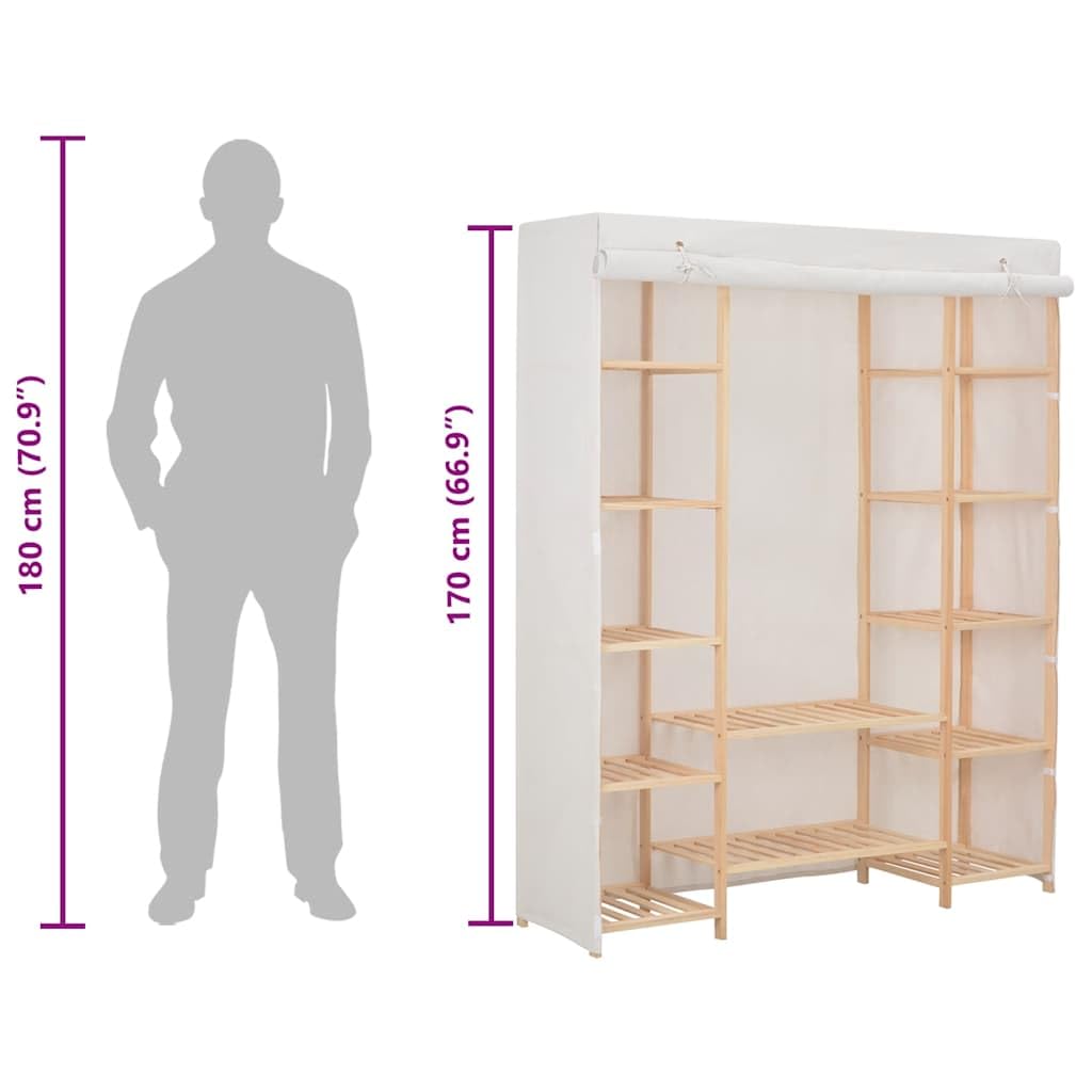 vidaXL Kleiderschrank Stoffschrank Garderobenschrank Garderobe Schrank Schlafzimmerschrank Wohnzimmer Schlafzimmer Weiß 135x40x170 cm Stoff