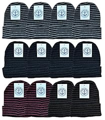 12 Pack Striped Adult Beanies