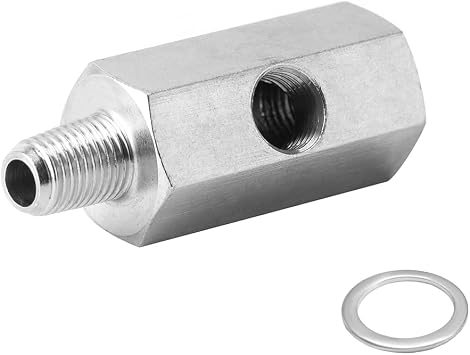 KVAEY 1/8 NPT Tee Oil Pressure Sensor Adapter, Stainless Steel Oil Pressure Sensor with 1/8 NPT Tee, Oil Pressure Gauge Fitting Turbo Supply Feed Line Connector for Cars SUVs Trucks