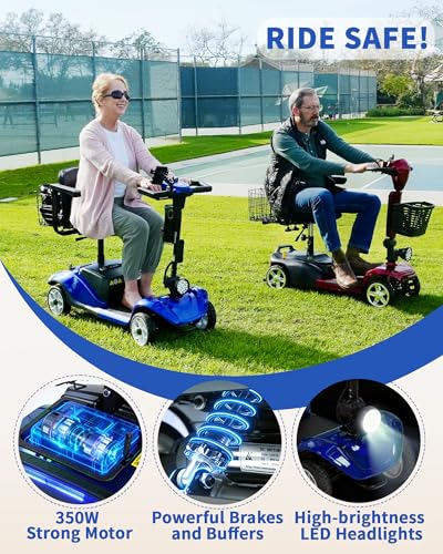 Image of Mobility Scooter for Seniors /Adults, up to 300lbs Capacity, 4 Wheel Heavy Duty Mobility Scooters with 15 Miles 350W 5MPH，Front Basket, Adjustable Seat, LED Headlights