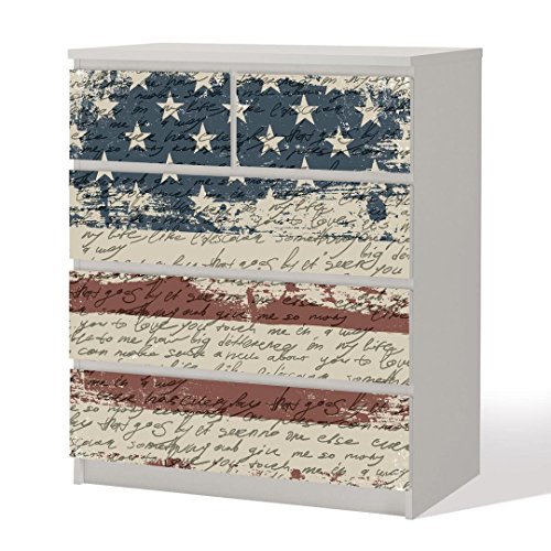 posterdeluxe Möbelfolie - Shabby Chic USA - Dekorfolie für Schränke & Tische - Flagge Amerika Klebefolie Aufkleber Cover