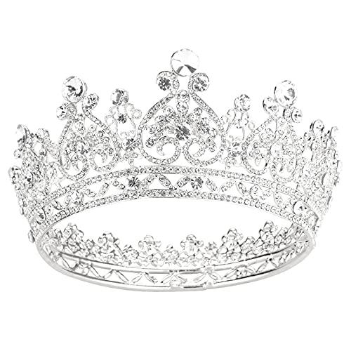 Makone Birthday Crowns for Women Sliver Crystal Queen Crowns and Tiaras Girls Hair Accessories for Wedding Prom Bridal Party Christmas Halloween Costume