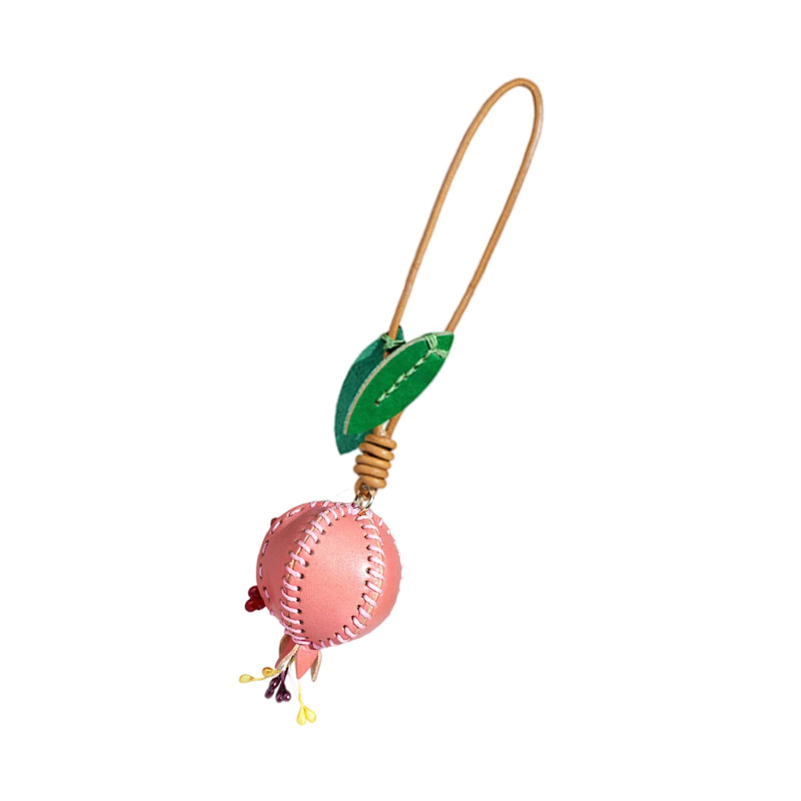 Yanwuwa Women's A Yanwuw Leather Pomegranate Holder Ccessory Unique Pomegranate Shaped Leather Keyring For Students Nd Dults Pendant