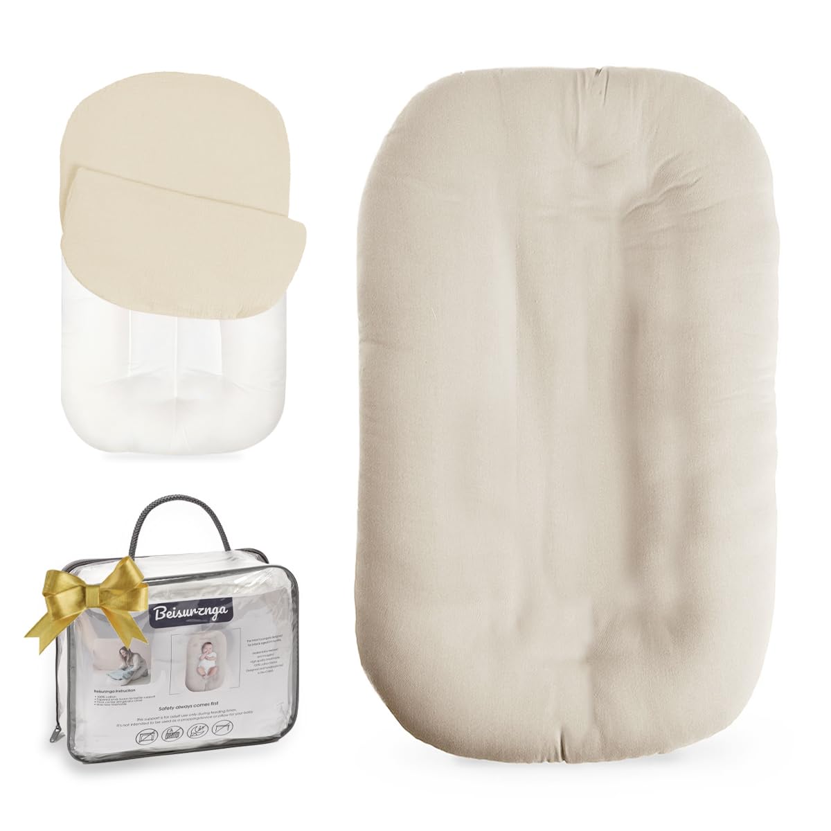 Baby Lounger - Snuggle Cozy Me Infant Lounger for Newborns | Breathable & Soft, Portable Awake-Time Pad, Essential Baby Gift- Coffee (Lounger Cover Included)