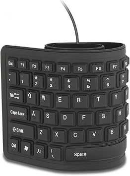 sungwoo Foldable Silicone Keyboard USB Wired Waterproof Rollup Keyboard for PC Notebook Laptop (All Black)